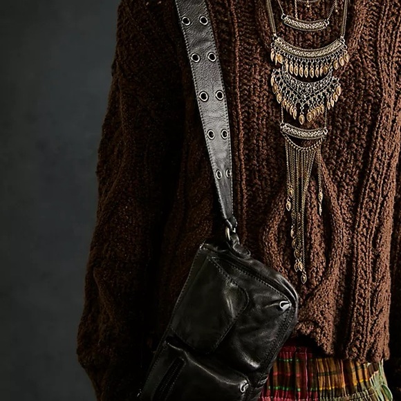 FREE PEOPLE Rapture Boho Layered Statement Necklace In Gold $87. - Picture 4 of 6